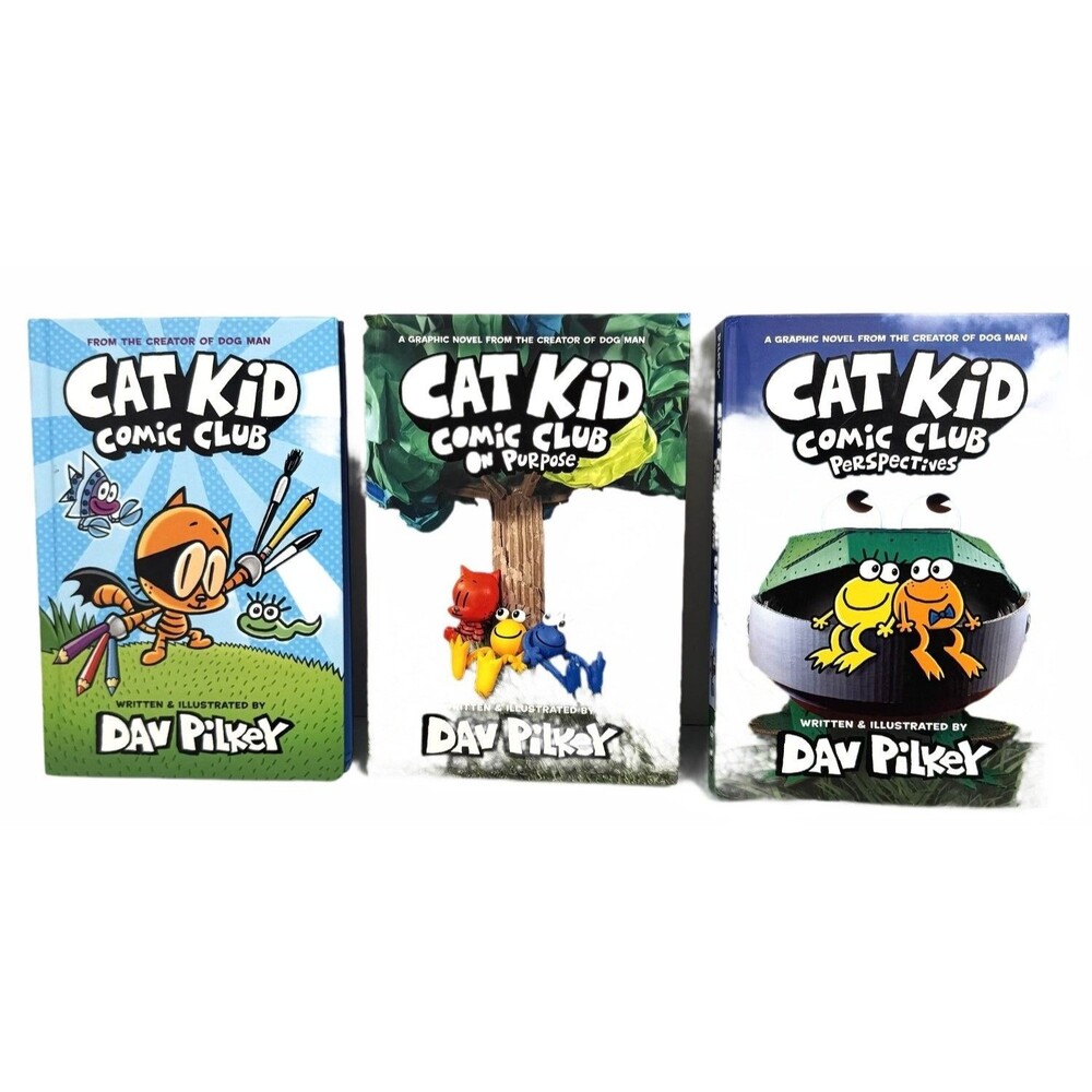 Cat Kid Comic Club Lot of 3 Hardcover Books 1-3 Dav Pilkey